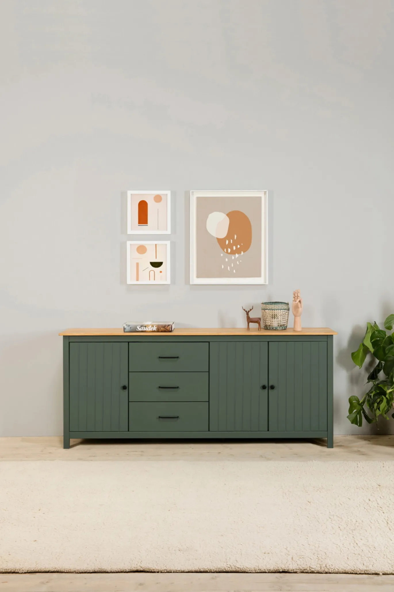 Dressoir Miranda 3d3L Groen wax - Giga Meubel