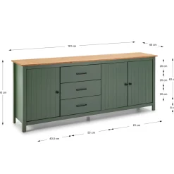 Dressoir Miranda 3d3L Groen wax - Giga Meubel