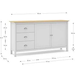 Dressoir Misti 2d3L Wit/eiken - Giga Meubel