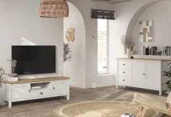 Dressoir Misti 2d3L Wit/eiken - Giga Meubel