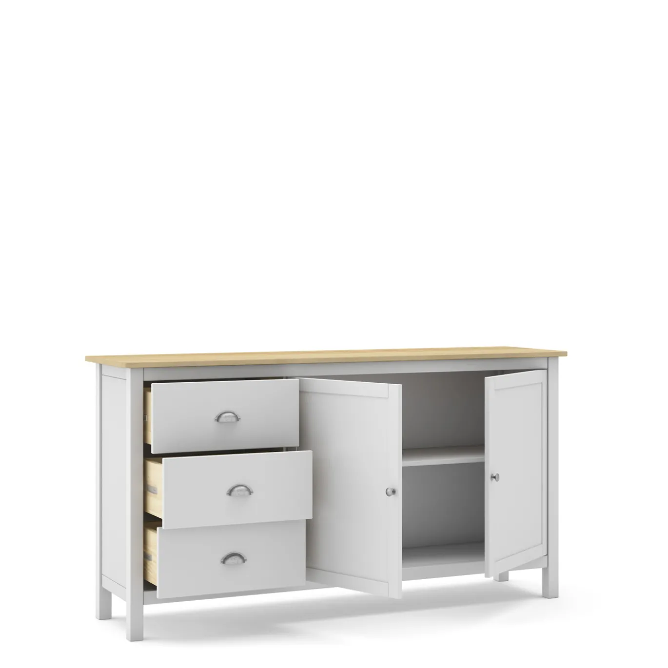 Dressoir Misti 2d3L Wit/eiken - Giga Meubel