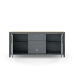 Dressoir Misti 3L2d 180cm Khaki Groen/eiken - Giga Meubel