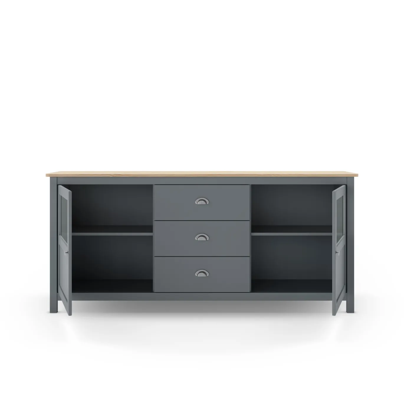 Dressoir Misti 3L2d 180cm Khaki Groen/eiken - Giga Meubel