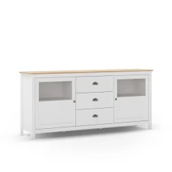 Dressoir Misti 3L2d 180cm Wit/eiken - Giga Meubel