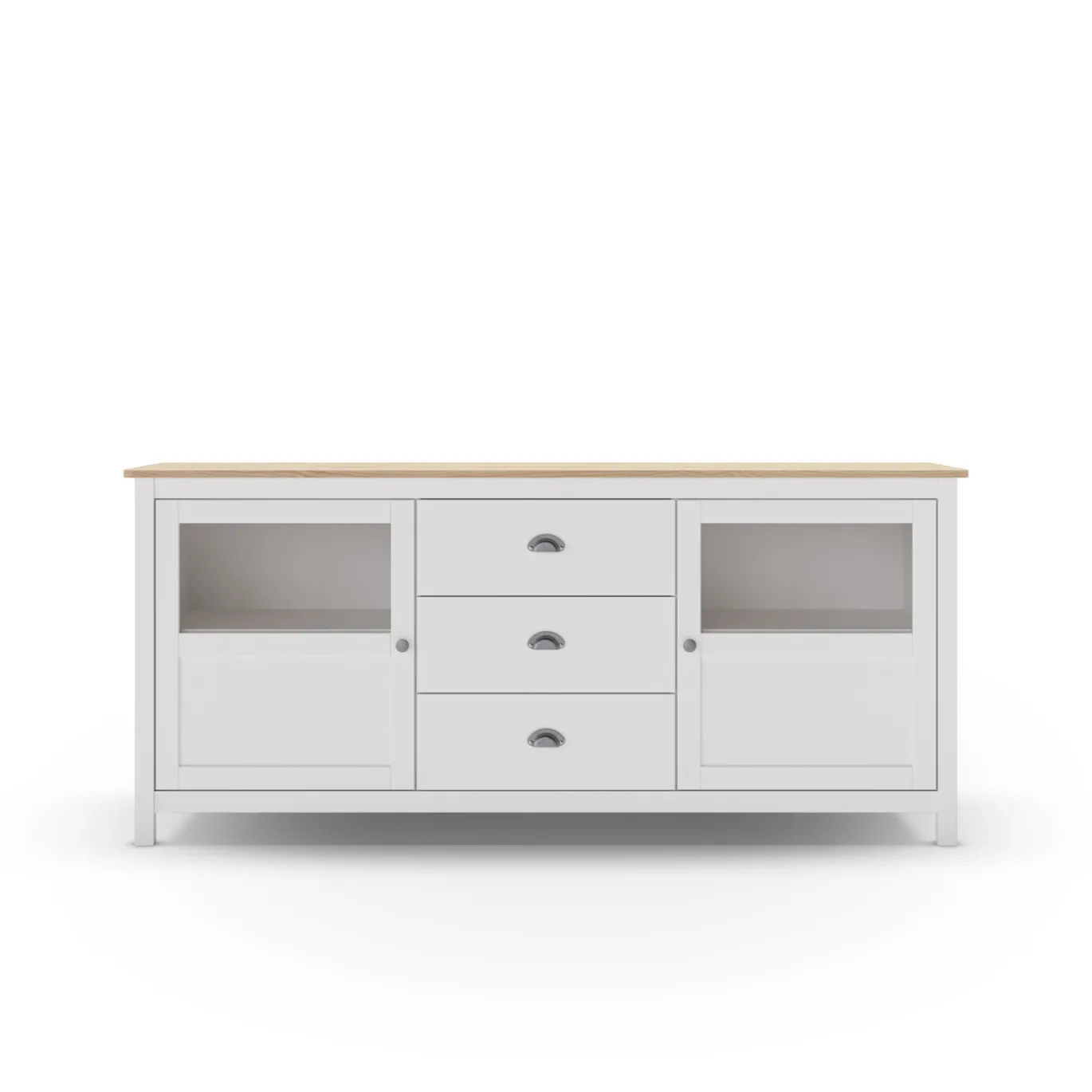 Dressoir Misti 3L2d 180cm Wit/eiken - Giga Meubel