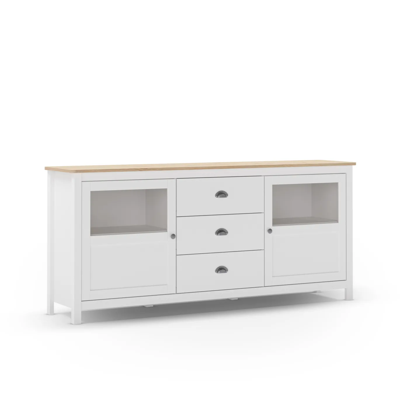 Dressoir Misti 3L2d 180cm Wit/eiken - Giga Meubel