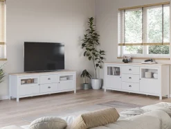 Dressoir Misti 3L2d 180cm Wit/eiken - Giga Meubel