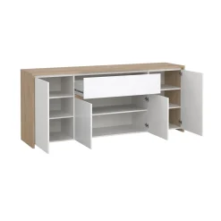 Dressoir Next Jackson Hickory Wit Hoogglans 197cm - Giga Living