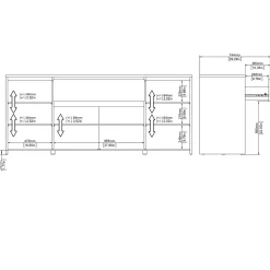 Dressoir Next Jackson Hickory Wit Hoogglans 197cm - Giga Living
