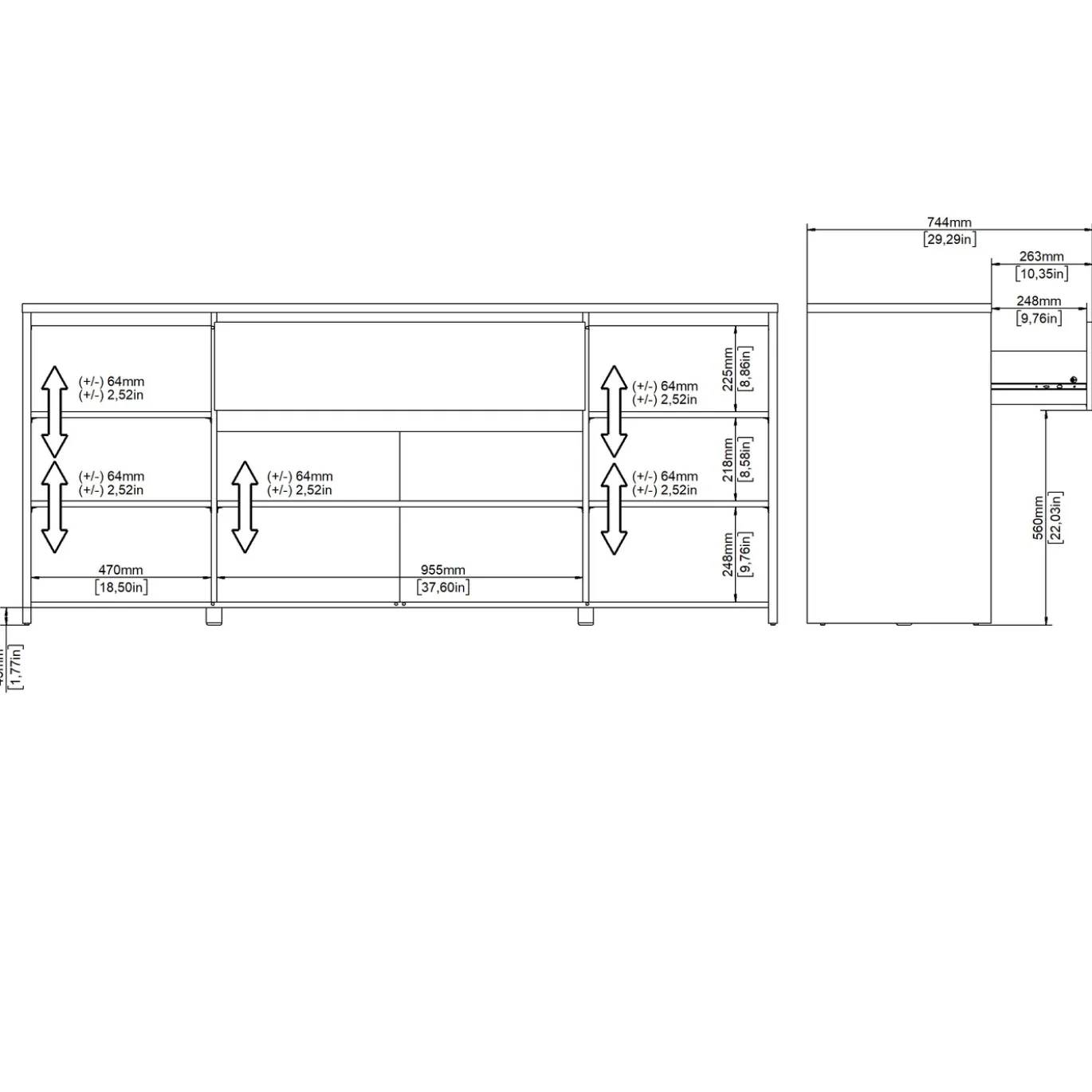 Dressoir Next Jackson Hickory Wit Hoogglans 197cm - Giga Living