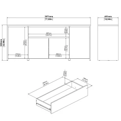 Dressoir Next Jackson Hickory Wit Hoogglans 197cm - Giga Living