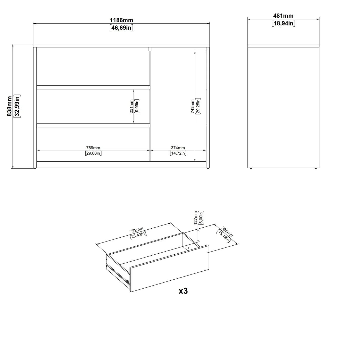 Dressoir Next Jackson Hickory Wit Hoogglans - Giga Living