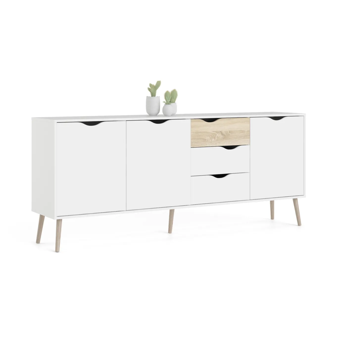 Dressoir Oslo Wit/Naturel 196cm - Giga Living
