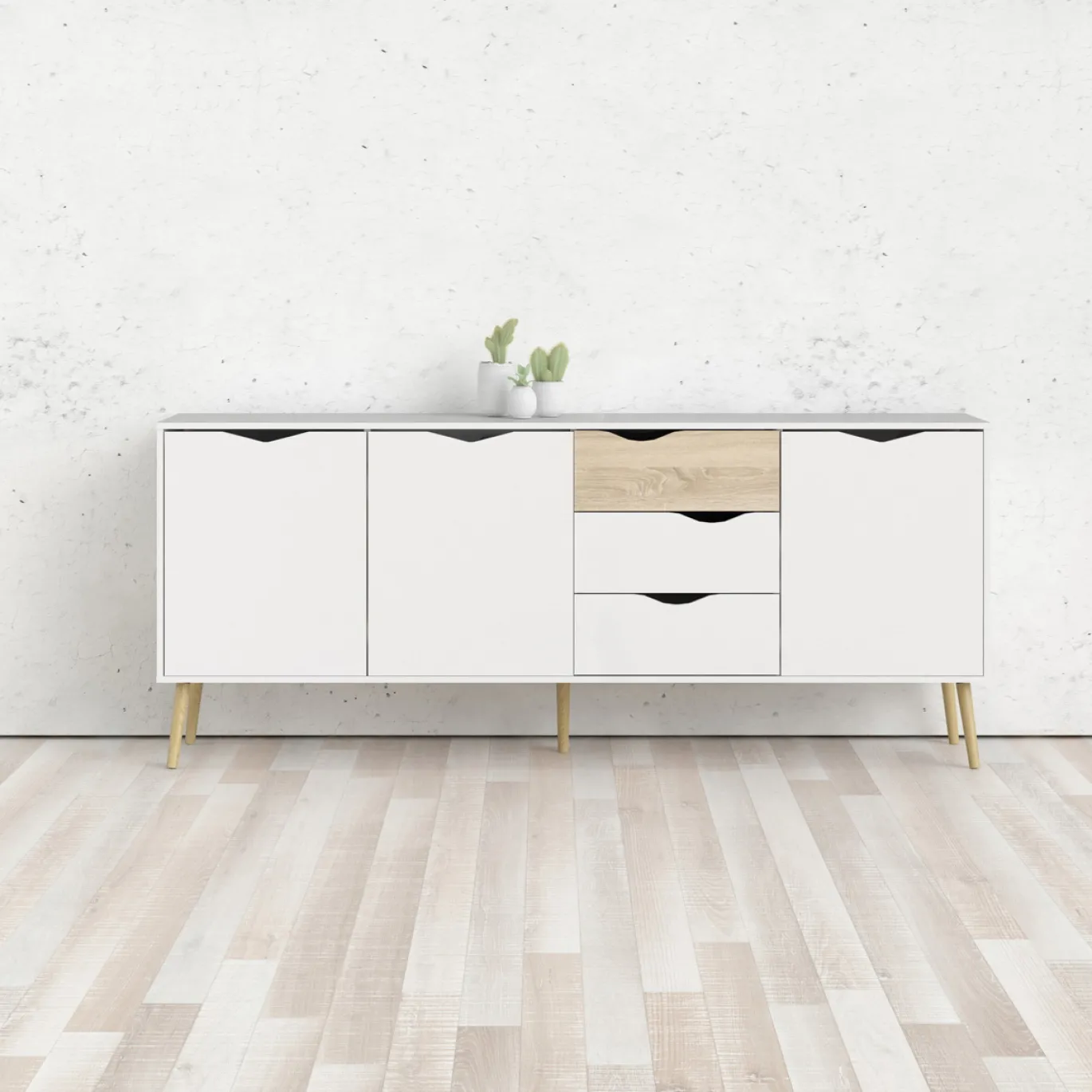 Dressoir Oslo Wit/Naturel 196cm - Giga Living