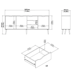 Dressoir Oslo Wit/Naturel 196cm - Giga Living