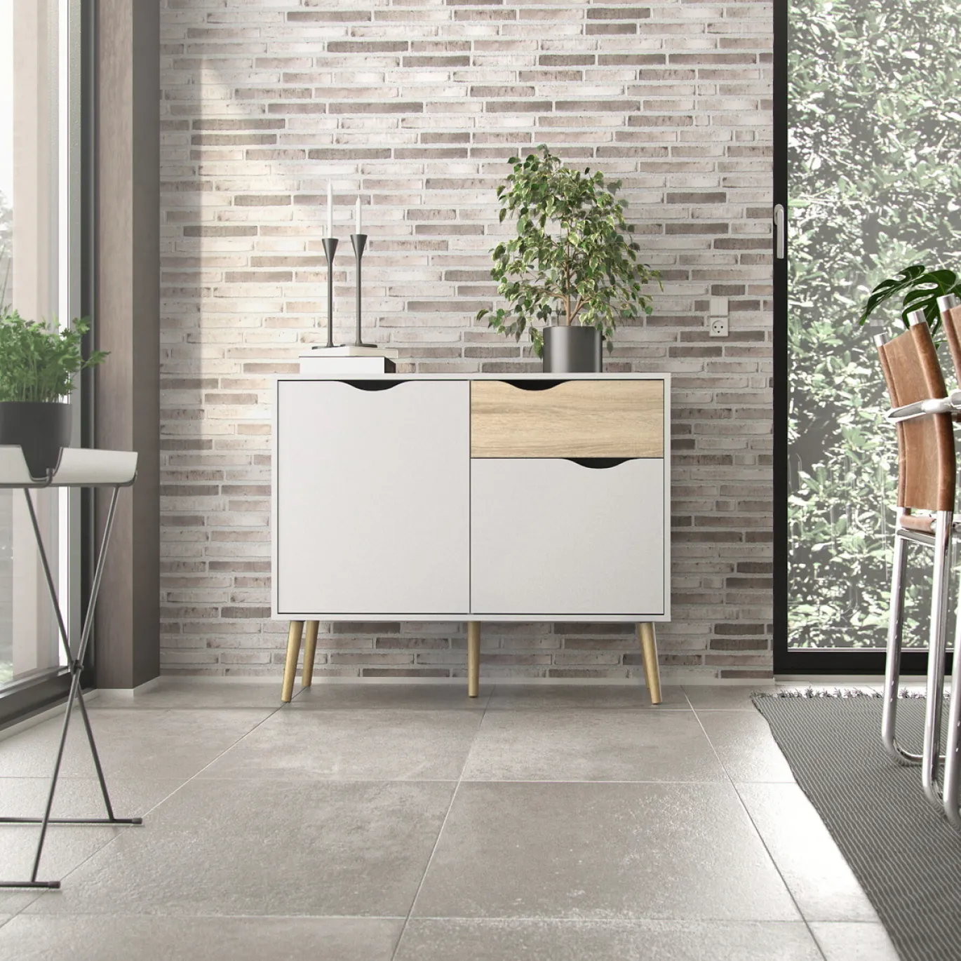 Dressoir Oslo Wit/Naturel 99cm - Giga Living
