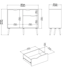 Dressoir Oslo Wit/Naturel 99cm - Giga Living
