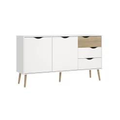Dressoir Oslo Wit/Naturel 2-deurs + 3-lades - Giga Living