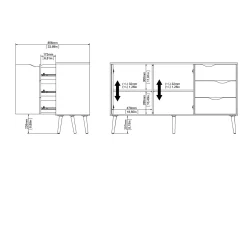 Dressoir Oslo Wit/Naturel 2-deurs + 3-lades - Giga Living