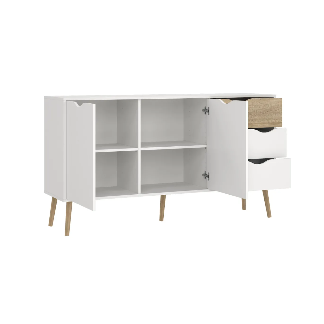 Dressoir Oslo Wit/Naturel 2-deurs + 3-lades - Giga Living