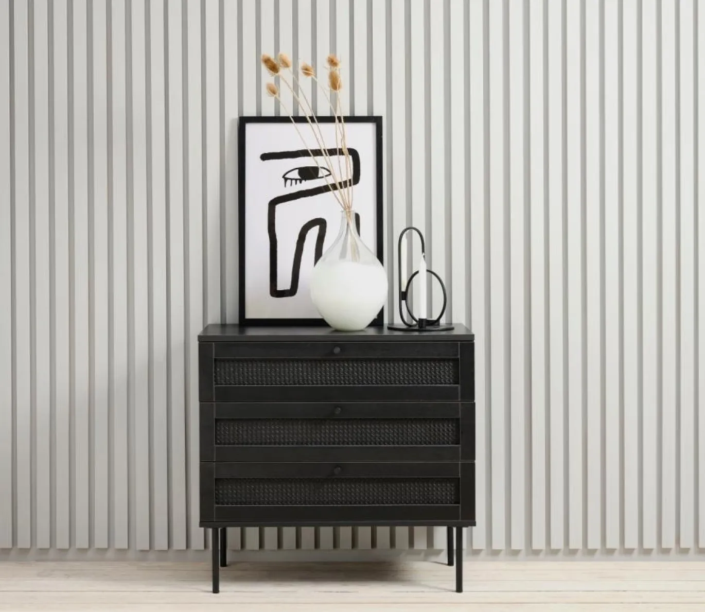 Dressoir Pensacola Zwart 3 Lades - Giga Living