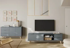 Dressoir Pisco 2d3L Khaki Groen/wit Wax - Giga Meubel