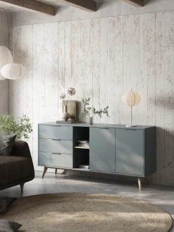 Dressoir Pisco 2d2v3L Khaki Groen/wit Wax - Giga Meubel