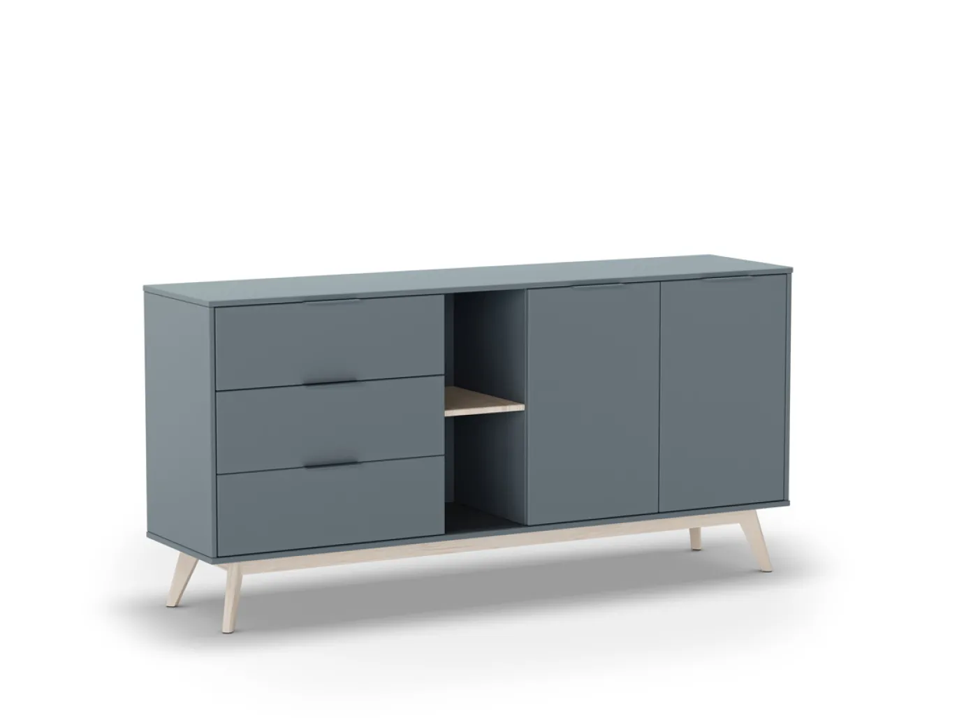 Dressoir Pisco 2d2v3L Khaki Groen/wit Wax - Giga Meubel