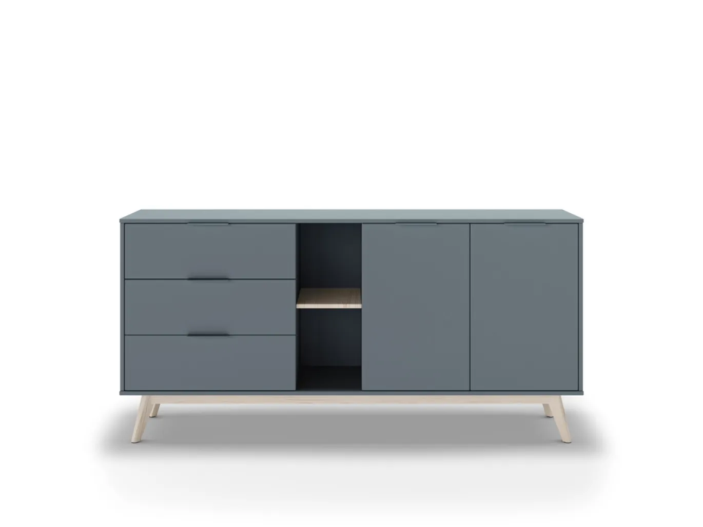 Dressoir Pisco 2d2v3L Khaki Groen/wit Wax - Giga Meubel