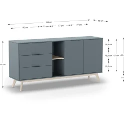 Dressoir Pisco 2d2v3L Khaki Groen/wit Wax - Giga Meubel