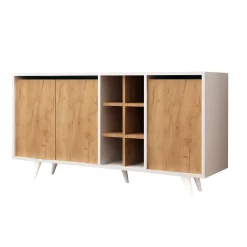 Dressoir Prava Melamine Eiken Wit