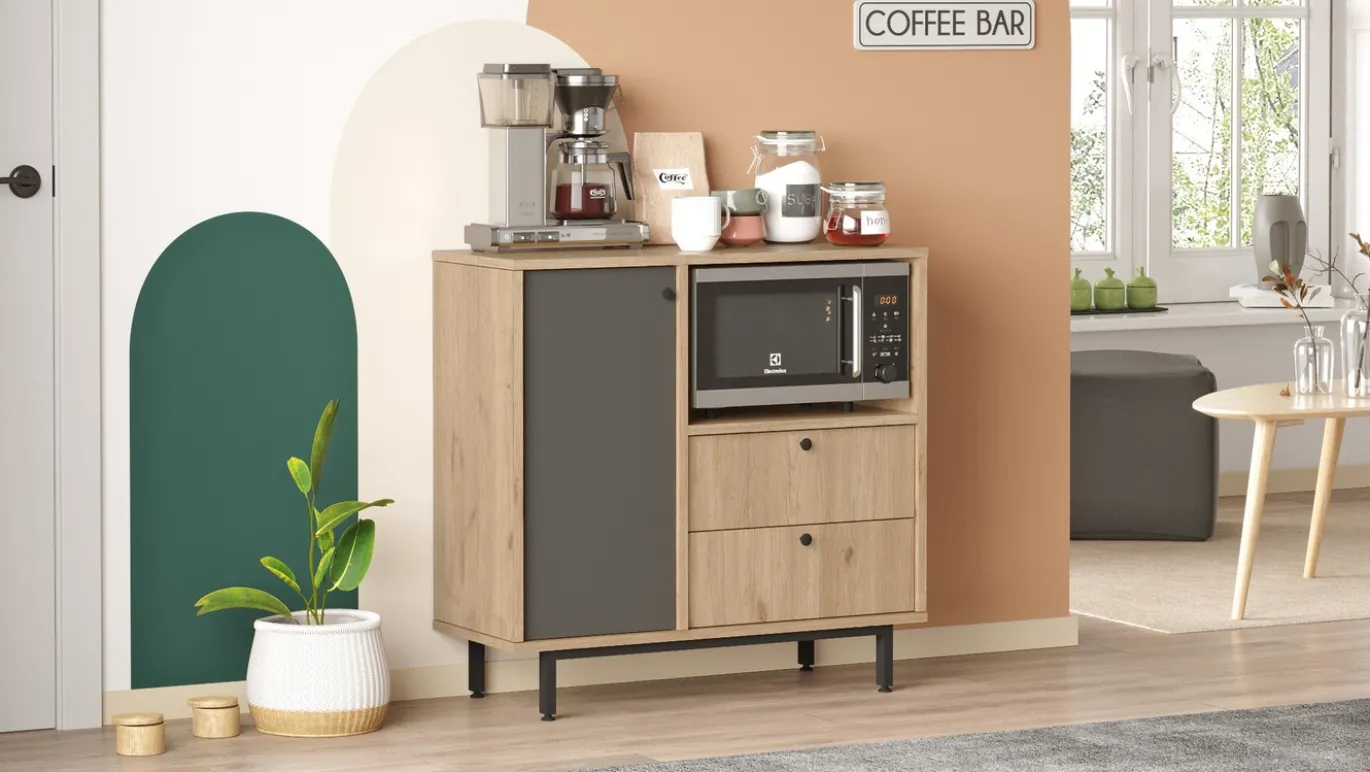 Dressoir Roland Antraciet/Naturel 88cm