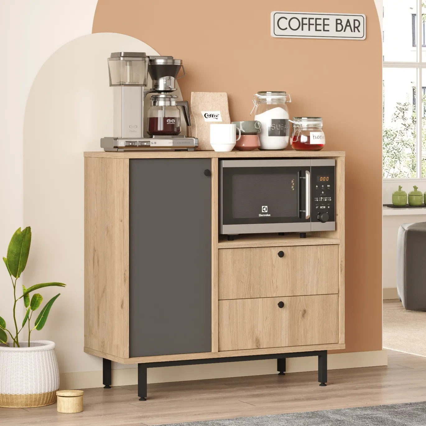 Dressoir Roland Antraciet/Naturel 88cm