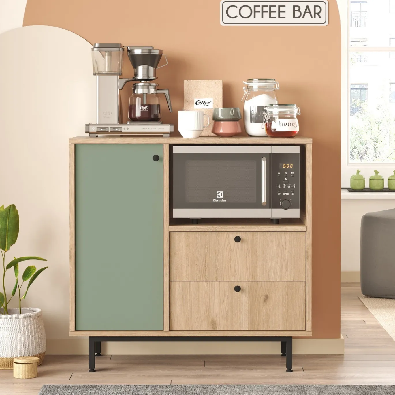 Dressoir Roland Groen/Naturel 88cm