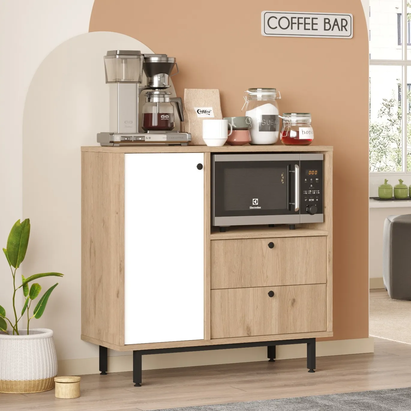 Dressoir Roland Wit/Naturel 88cm