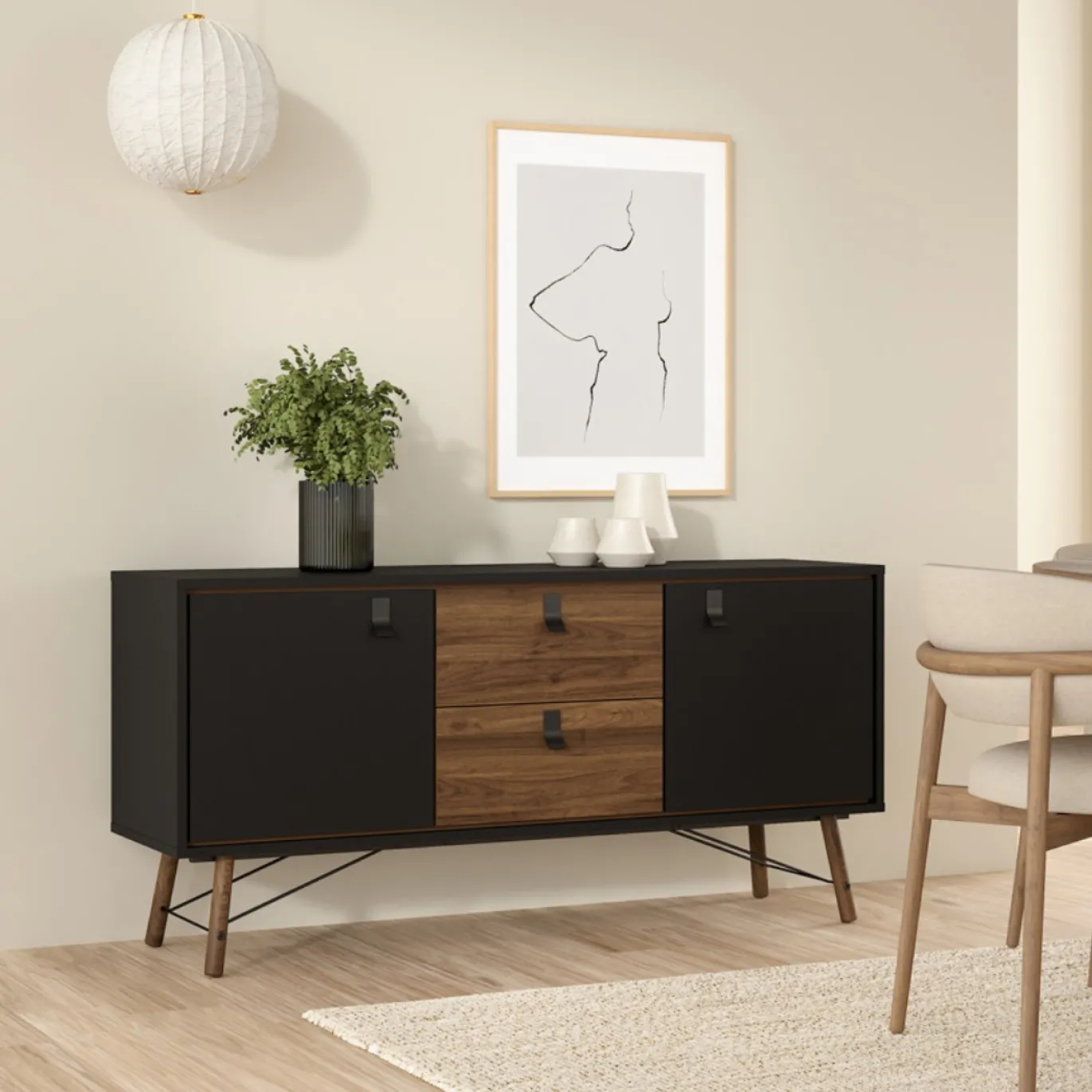 Dressoir Ry Noten Mat Zwart - Giga Living