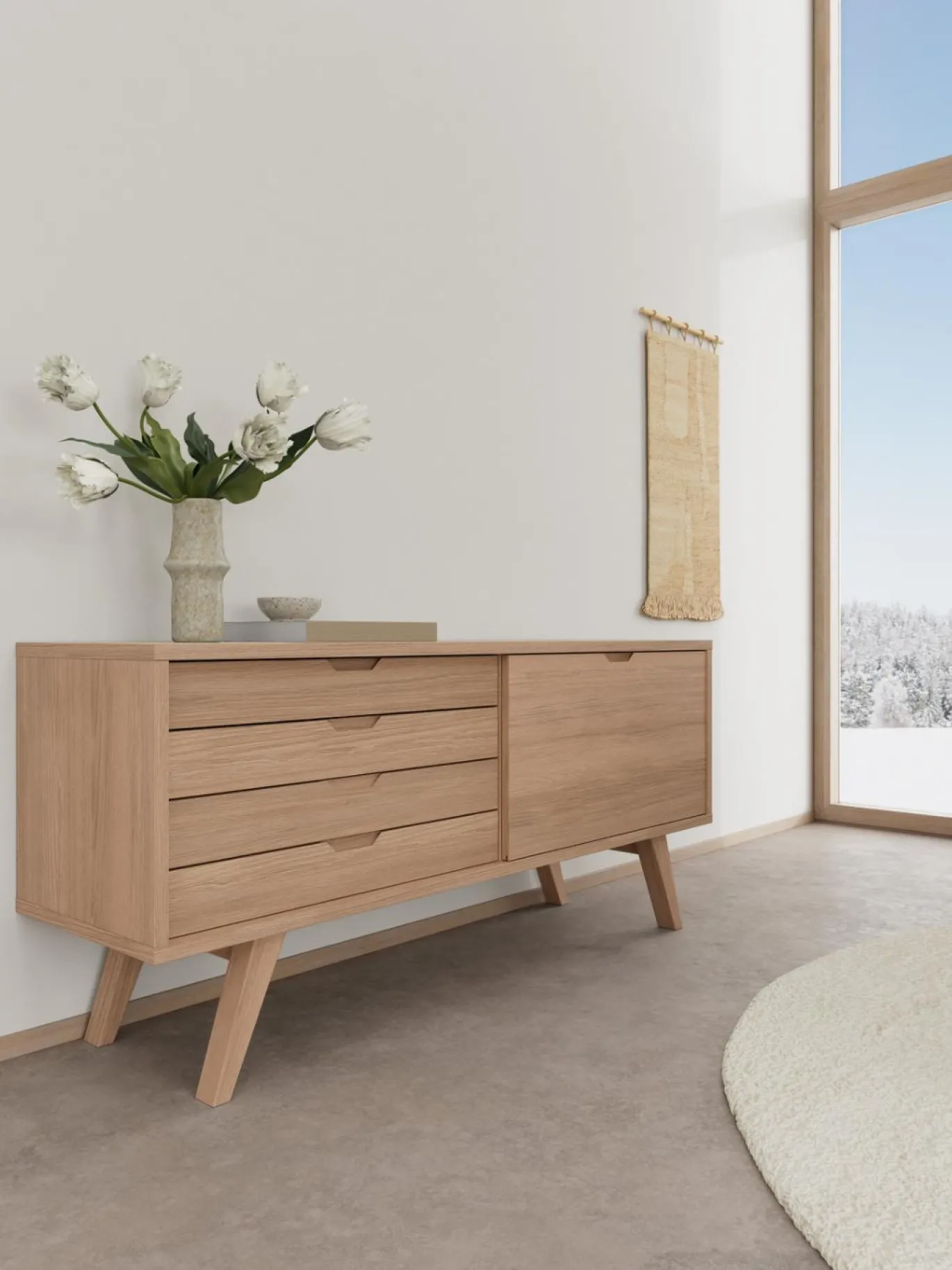 Dressoir Stanford Eiken Wit 160cm - Giga Living