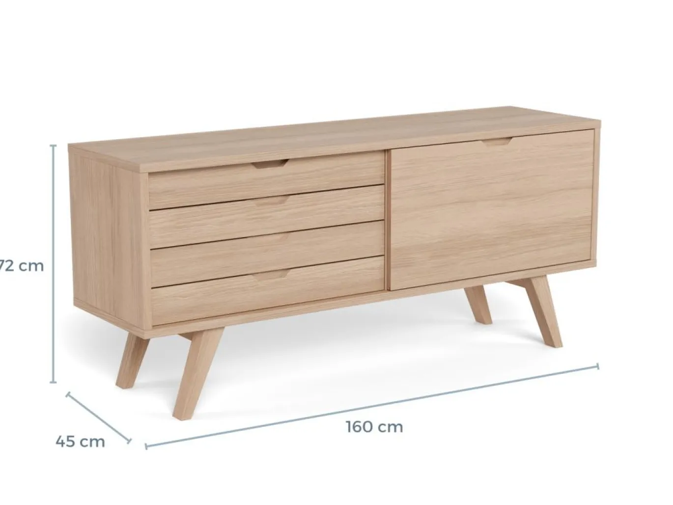 Dressoir Stanford Eiken Wit 160cm - Giga Living