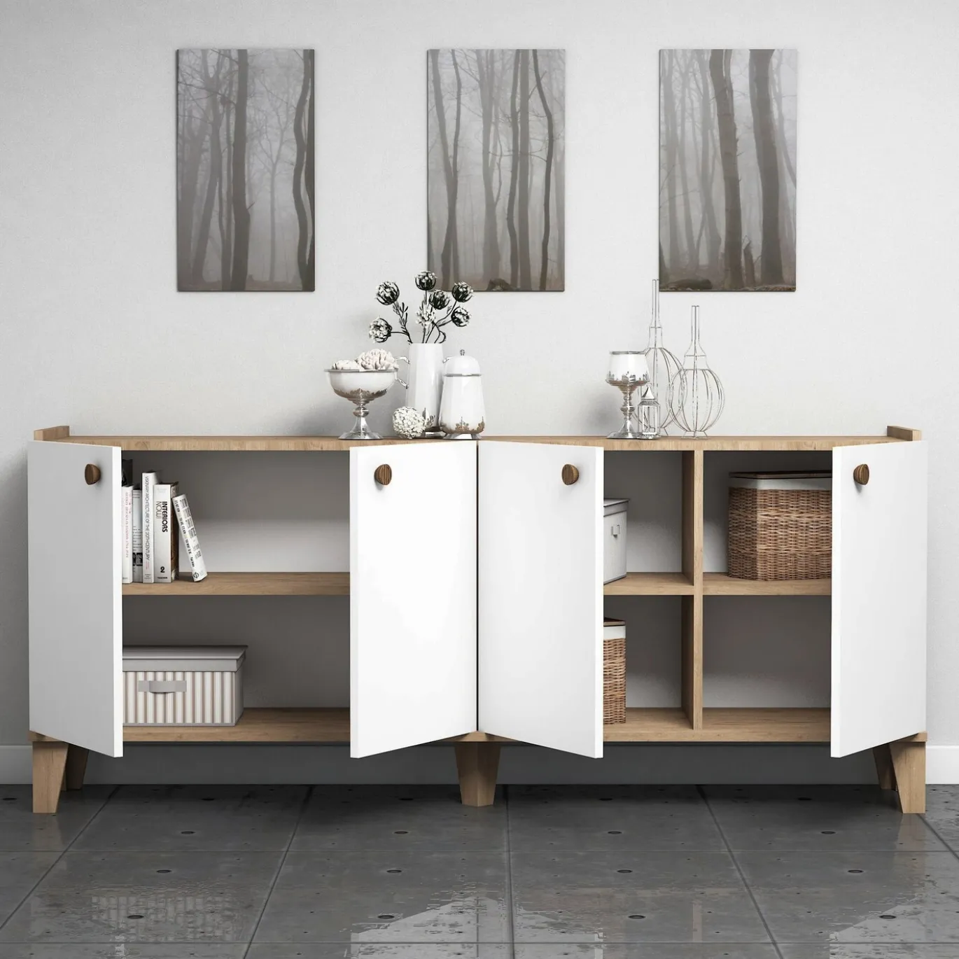 Dressoir Sumer Melamine Eiken Wit