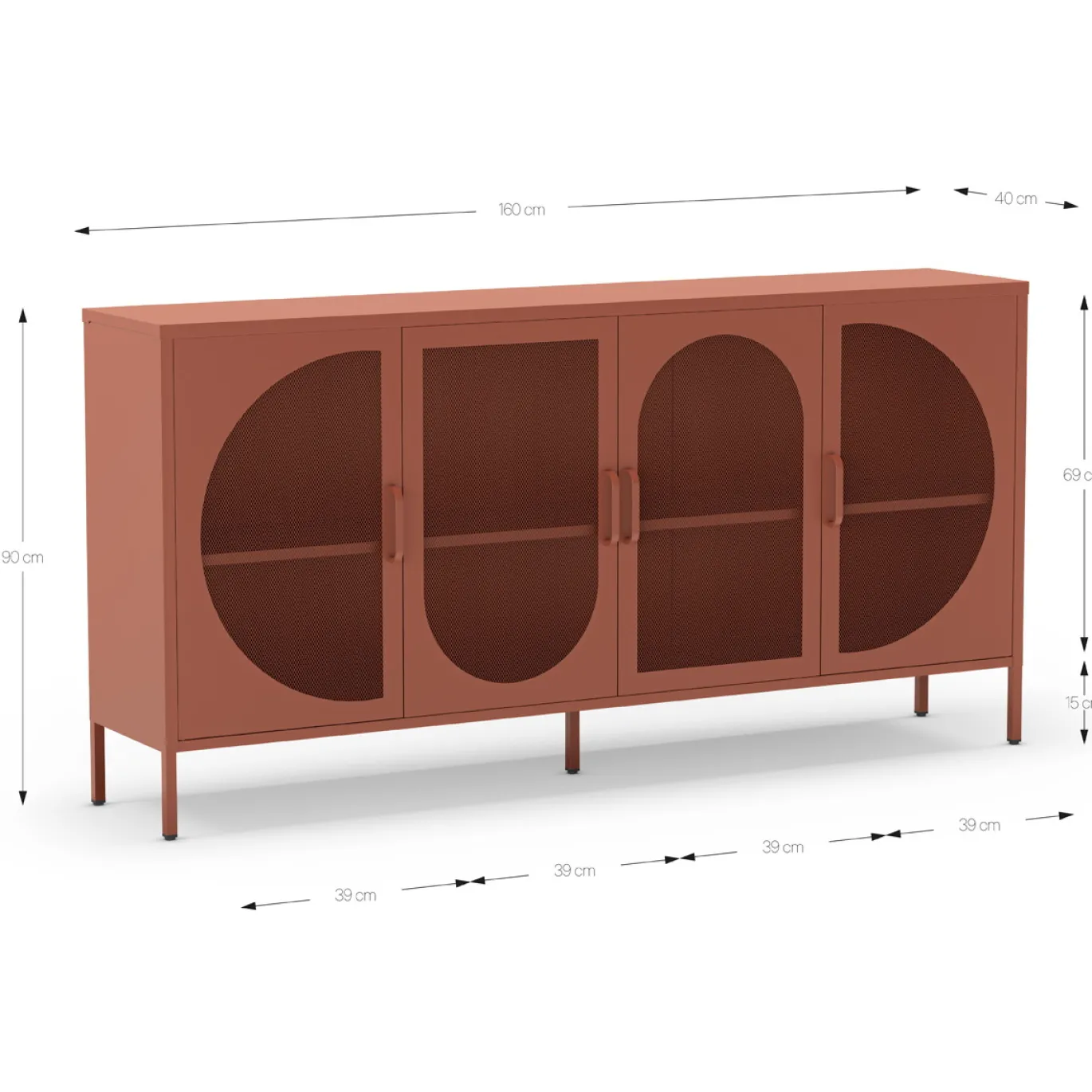 Dressoir Tayra 4d 160cm Terracotta - Giga Meubel