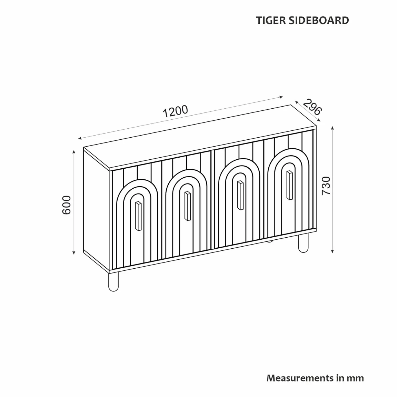 Dressoir Tiger Travertinlook 120cm
