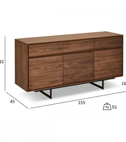 Dressoir Tokyo 3-Deurs Walnoot - Giga Meubel