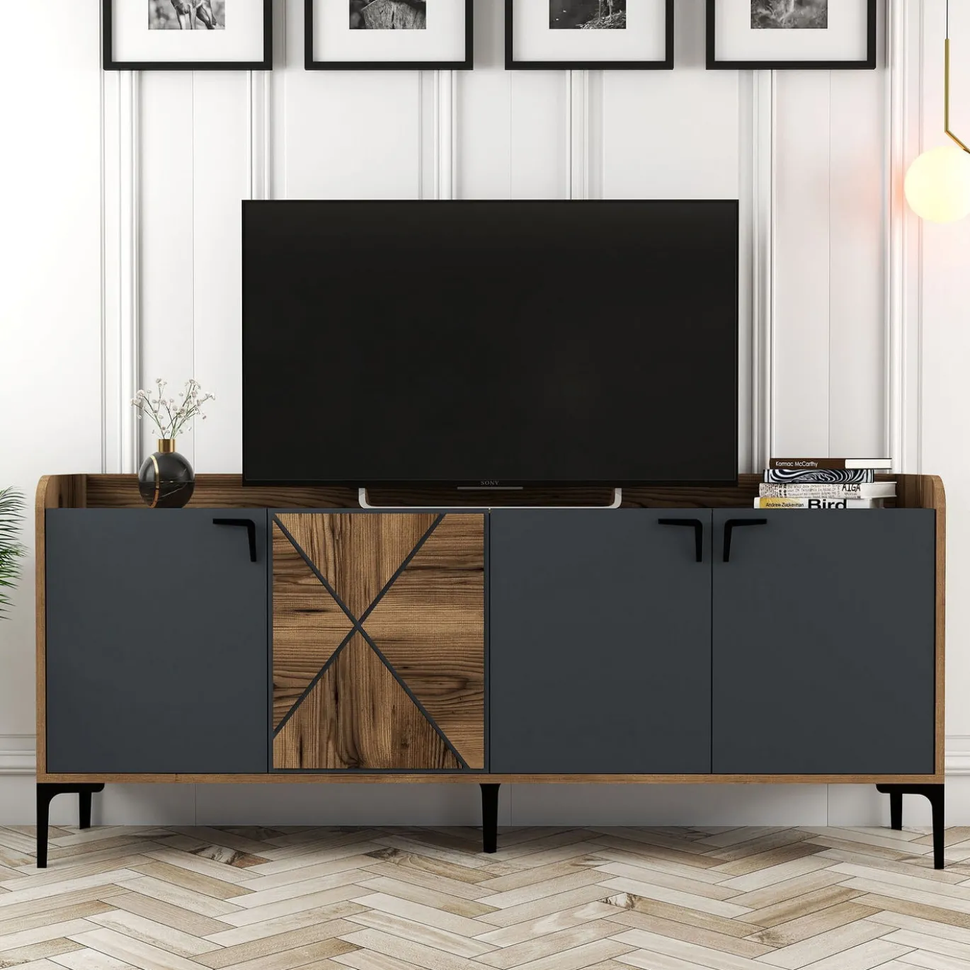 Dressoir Venedik Melamine Walnoot Antraciet