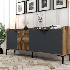 Dressoir Venedik Melamine Walnoot Antraciet