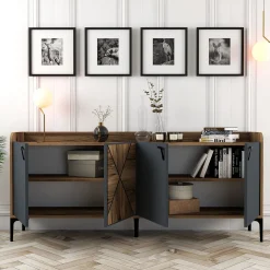 Dressoir Venedik Melamine Walnoot Antraciet