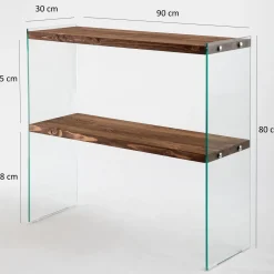 Dressoir Venedik Walnoot/Glas 90cm