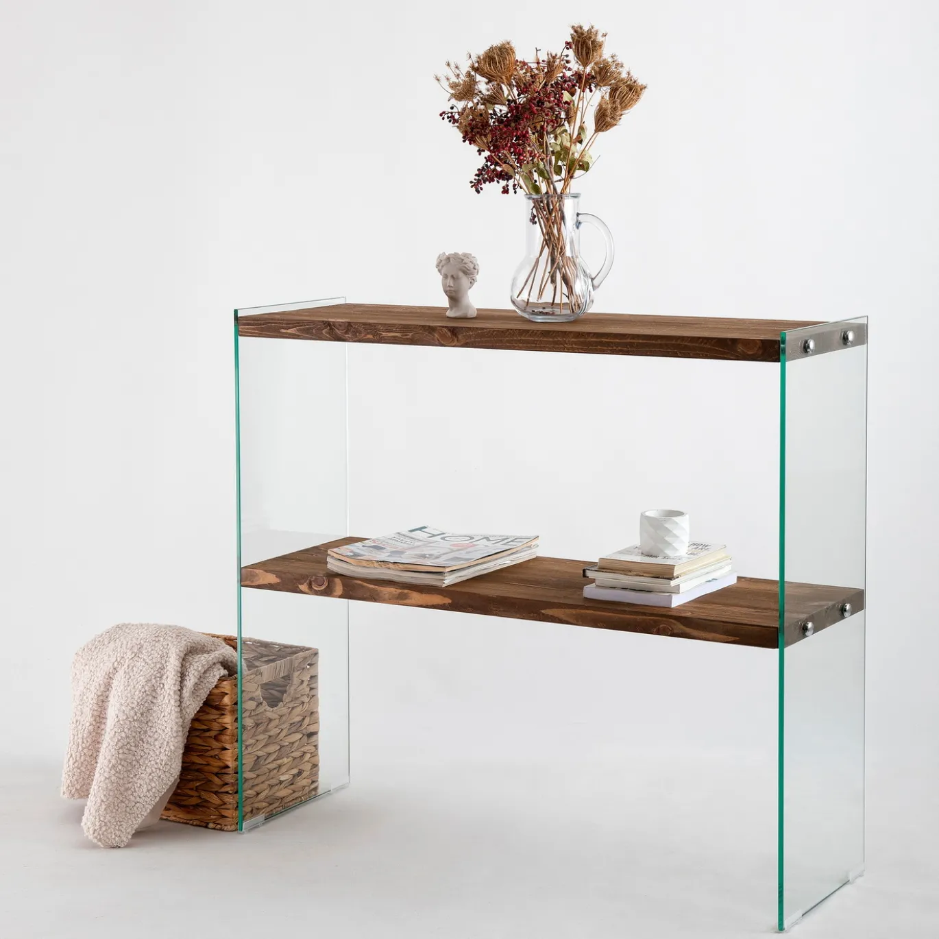 Dressoir Venedik Walnoot/Glas 90cm