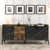 Dressoir Venedik Walnoot/Zwart Marmerlook