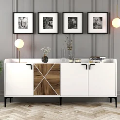 Dressoir Venedik Wit/Walnoot