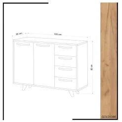 Dressoir Waga Melamine Eiken Wit